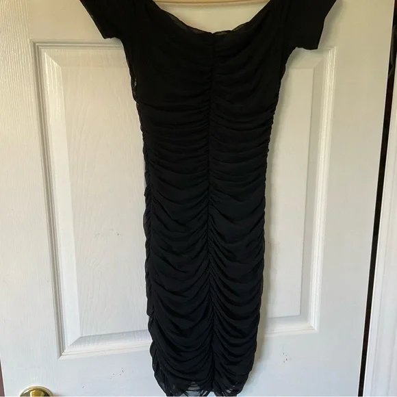 Guess Black Ruched Mini Dress - Picture 2 of 4